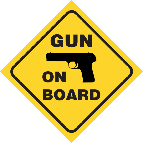 Gun on Board Sticker Yellow